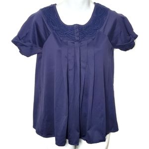 Anthro Deletta Navy Blouse